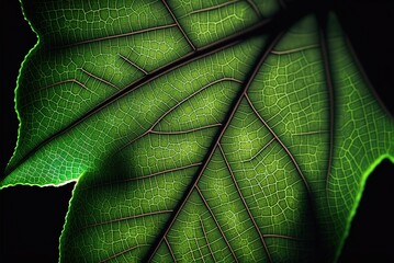 Leaf texture with veins and cells. Generative AI.