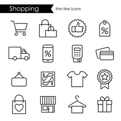 Shopping thin line icons, online market, retail