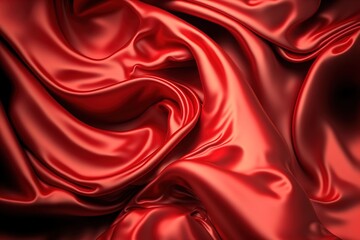 Red smooth wrinkled silk. Generative AI.