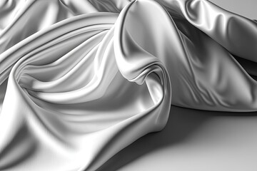 White smooth wrinkled silk. Generative AI.