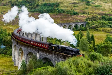 Zelfklevend Fotobehang Glenfinnanviaduct Harry Potter train