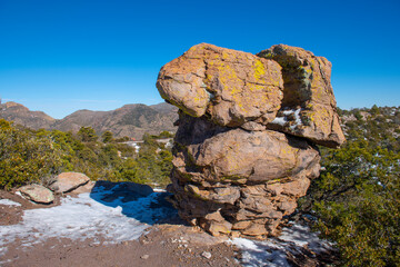 Stone columns aka hoodoos at Massai Point in Chiricahua National Monument in Cochise County in Arizona AZ, USA. 