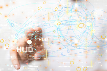 Futuristic in Industry 4.0 and business virtual diagram - connection