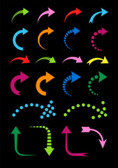 Curved arrows sign icon set, simple design elements