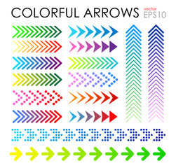 Colorful gradient arrows sign icon set, suitable for brush, simple design elements