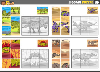 jigsaw puzzle game set with cartoon wild animals