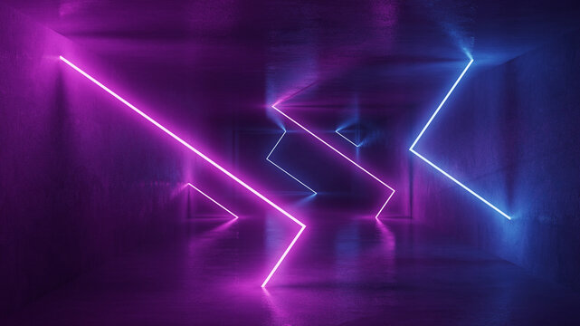 Glowing neon lines as an abstract 80s background