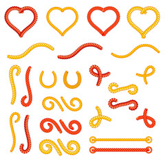 Curved rope brushes set, classic border texture, decorative element