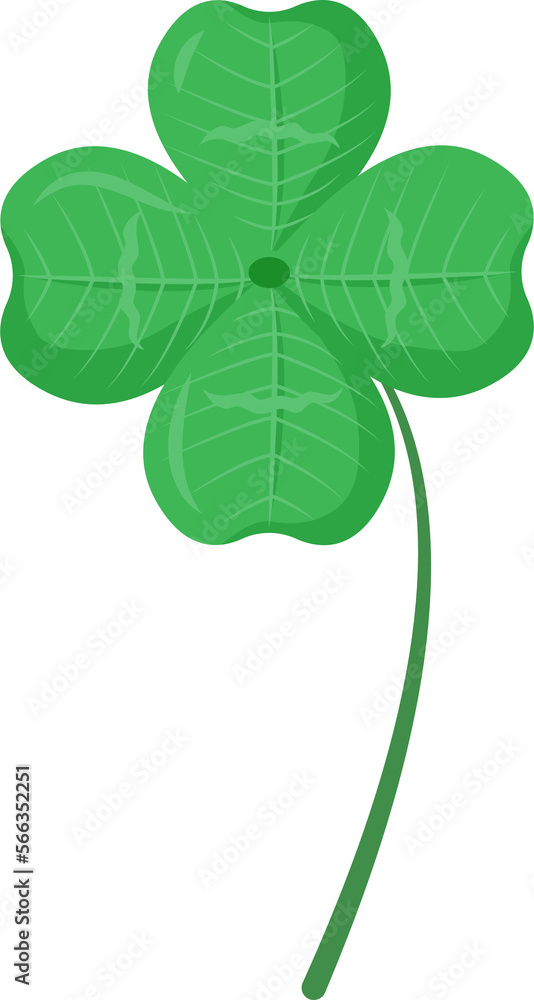 Poster four leaf clover semi flat color raster element. full sized object on white. symbol of ireland. brin