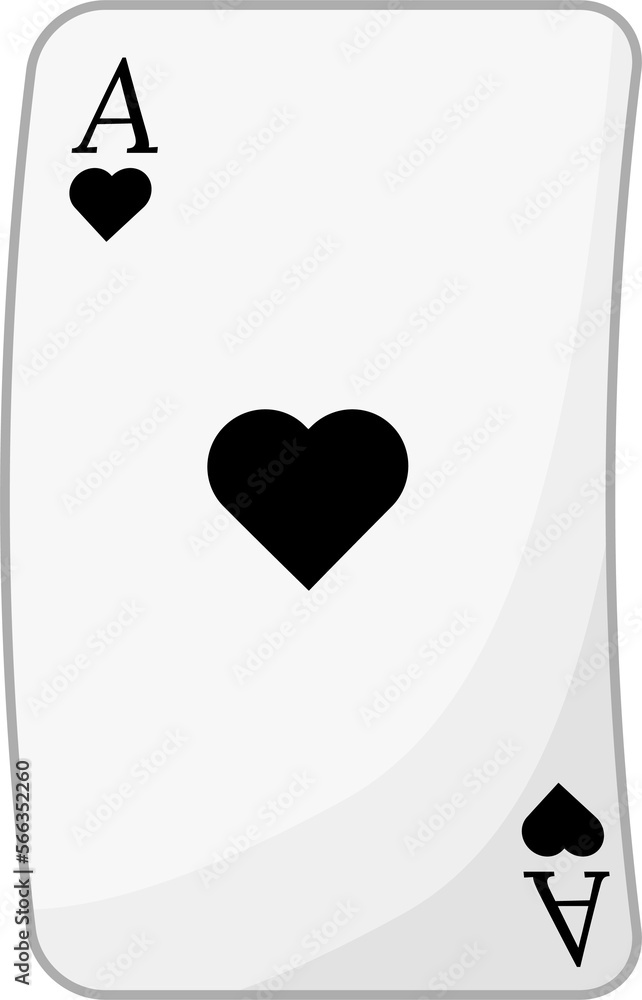 Poster ace of black hearts semi flat color raster element. full sized object on white. card game. cartomanc