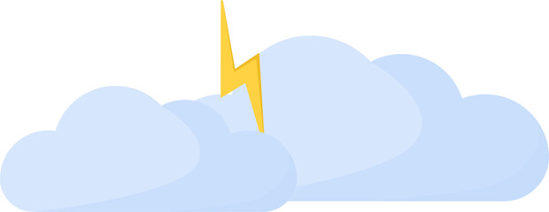 Thunderstorm semi flat color raster element. Full sized object on white. Weather condition. Heavy rain. Nature disaster simple cartoon style illustration for web graphic design and animation