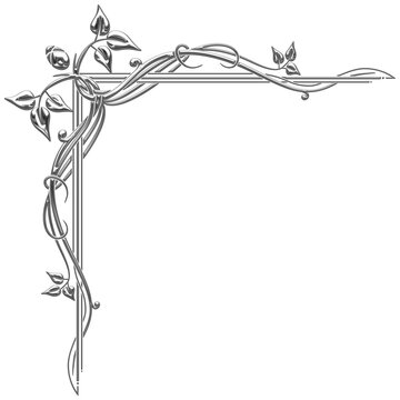 Art Deco silver corner. Art Deco style vector illustration with silhouettes of leaves creating a corner