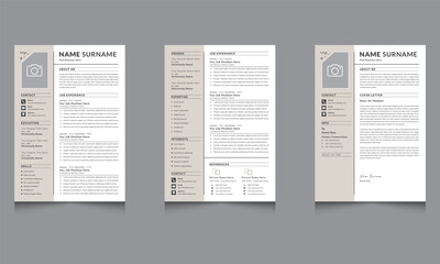 Vector Modern Resume Template Design Creative Stylish Cv Set
