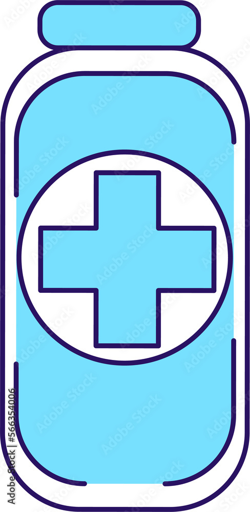 Poster medication in bottle semi flat color raster element. full sized object on white. medical substance. 