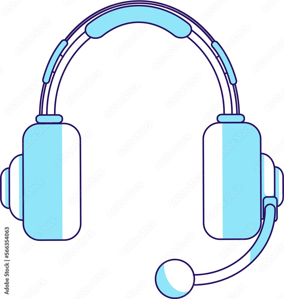 Poster aviation headset semi flat color raster element. full sized object on white. flying control officer 