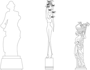 Sketch vector illustration of country ethnic traditional religious classic statue