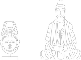 Sketch vector illustration of country ethnic traditional religious classic statue