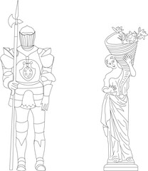 Sketch vector illustration of country ethnic traditional religious classic statue