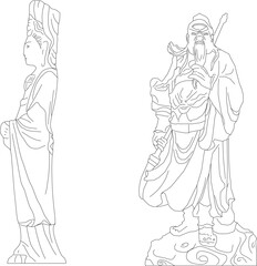 Fototapeta na wymiar Sketch vector illustration of country ethnic traditional religious classic statue