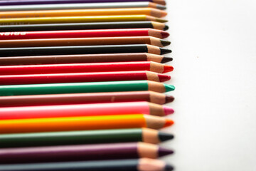 color pencils on white background