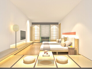 3d render. Modern bedroom interior.