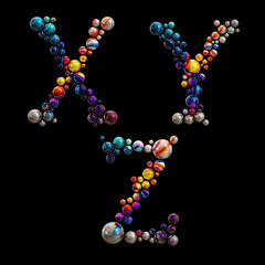 Colorful dot alphabet - letters X-Z