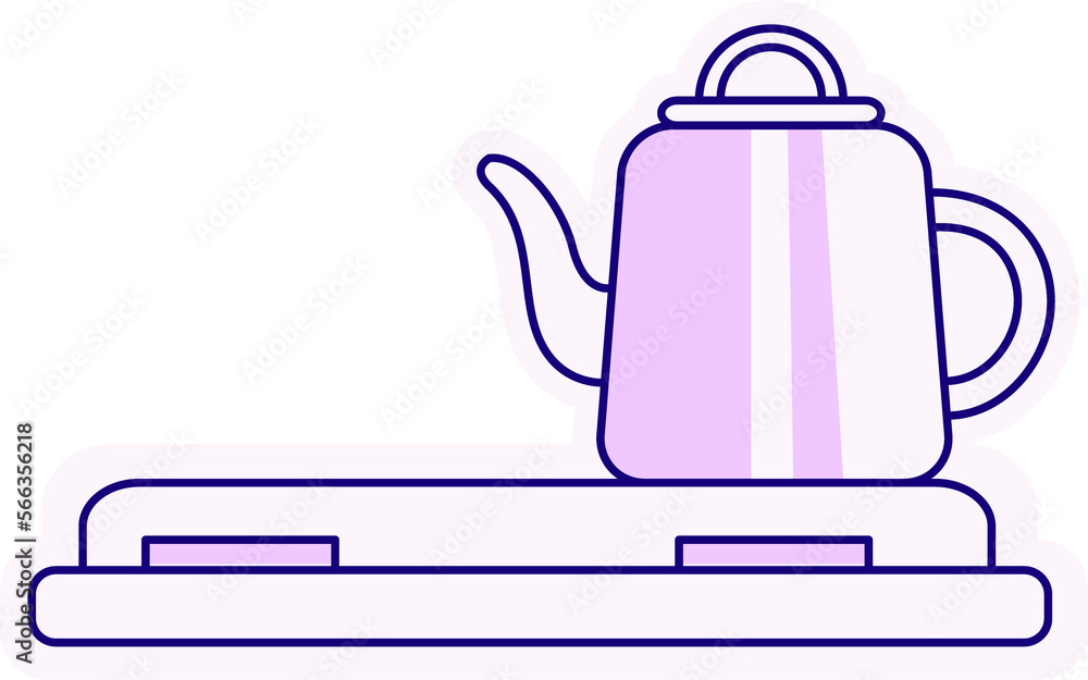 Poster kettle and electric range semi flat color raster element. full sized object on white. preparing tea.
