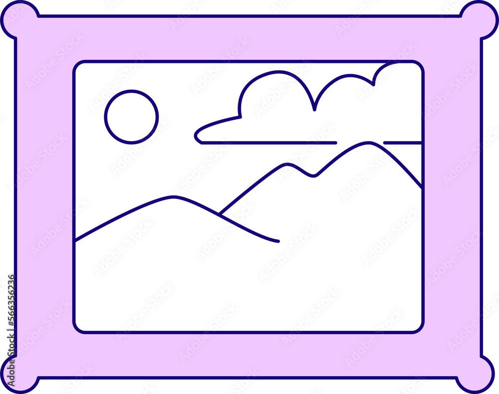 Poster piece of art in frame semi flat color raster element. full sized object on white. photo of beautiful