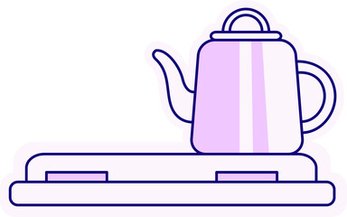 Kettle and electric range semi flat color raster element. Full sized object on white. Preparing tea. Cooking at home simple cartoon style illustration for web graphic design and animation