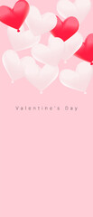 Heart-shaped balloons. Vector decorations for Valentine's day. Vertical banner