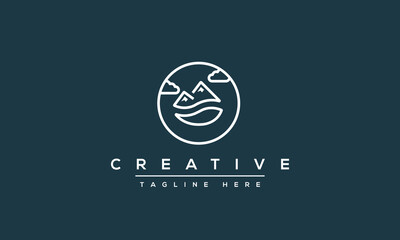 A line art logo of a mountain / Hill / Peakvector, modern, template, illustration, abstract, art, graphic, design, flat, minimal, icon, concept, line, geometric, shape, element, logo, simple, sign, sy