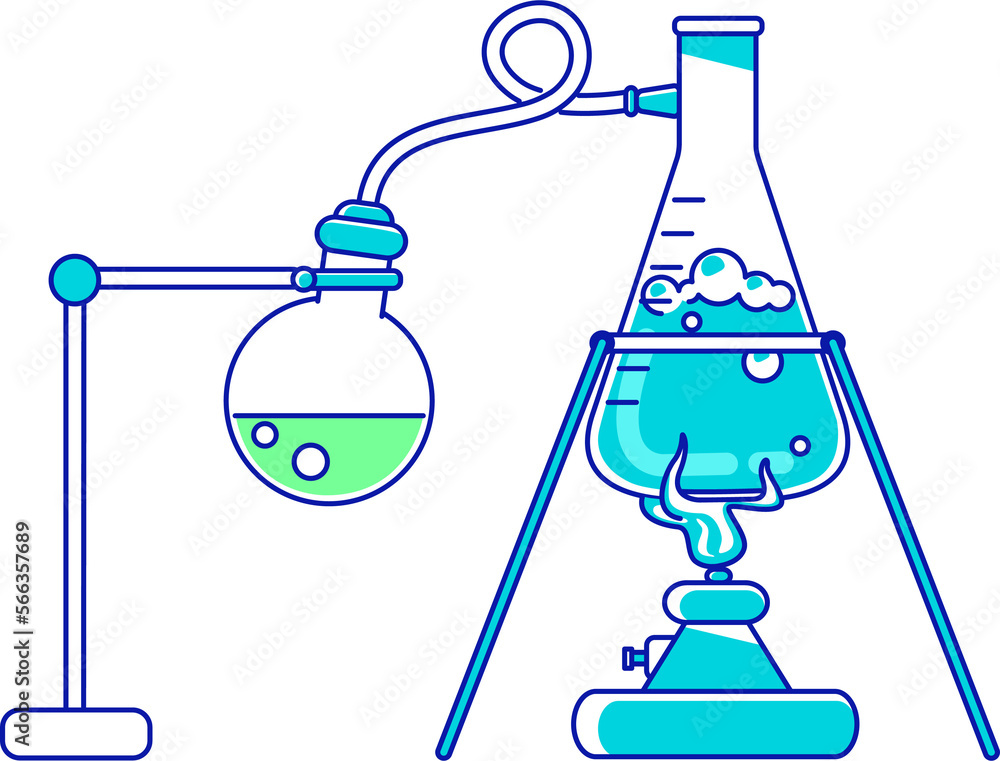 Poster laboratory equipment semi flat color raster element. full sized object on white. lab glassware. chem