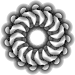 Black flower shape Spirograph icon. Vector illustration.	