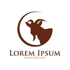 Obraz premium Goat logo design vector silhouette illustration on white background