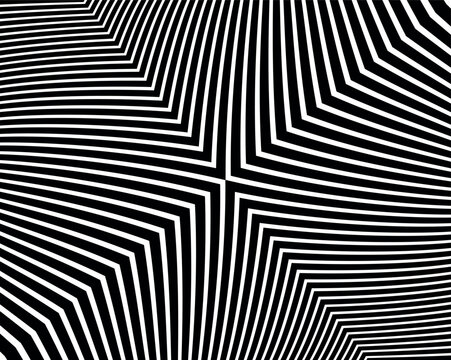 Line art optical .Wave design black and white. Digital image with a psychedelic stripes. Argent base for website, print, basis for banners, wallpapers, business cards, brochure, banner
