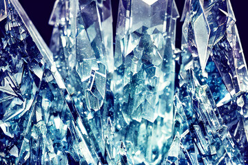 Crystal vein, transparent crystalic gems background 3d illustration, Generative AI.