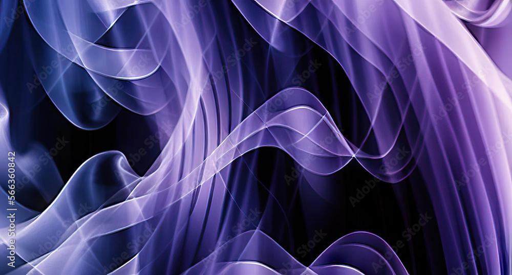 Aufkleber purple vapor smoke on black background motion waves with copy space generative ai swirl smooth and f