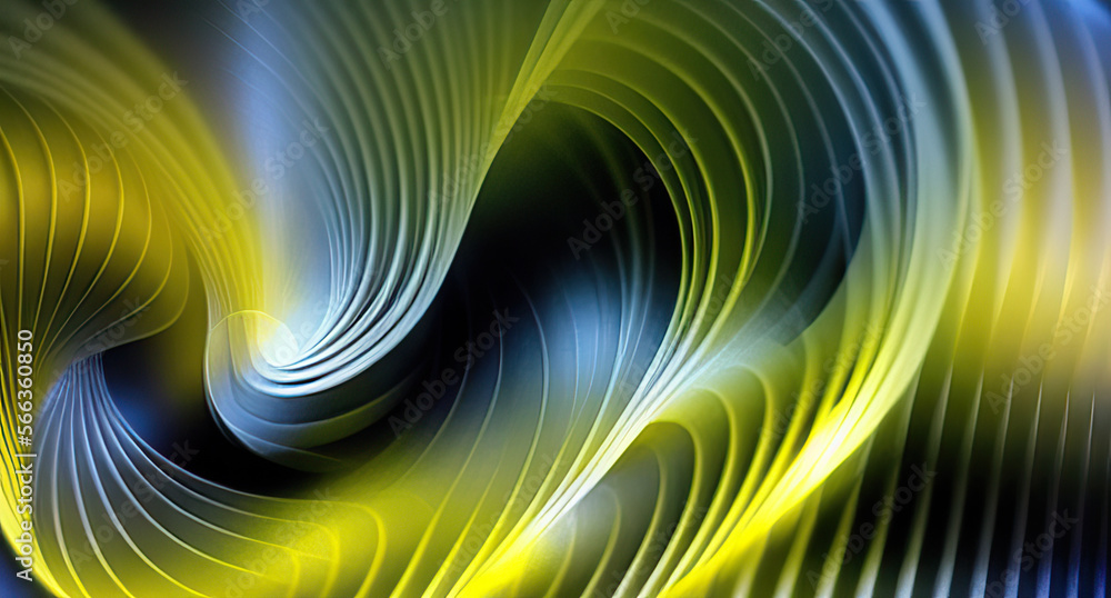 Poster yellow golden smoke wave on black background with copy space generative ai swirl smooth and flowing