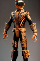 Steampunk futuristic armored man concept AI Generated 