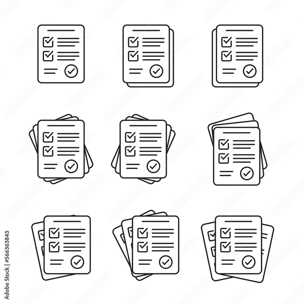 Poster survey icon. questionnaire checklist form. brief, survey or paper exam with check list. report docum