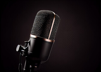 studio condenser microphone, isolated on black. AI Generated