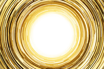 Abstract sun, neon circle lines with empty copy space inside isolated on black background. Yellow led lights long exposure rotation photo. Orange light source. Cosmos space sun planet star.