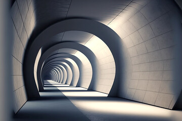 Architectural design of modern concrete tunnel - Generative AI