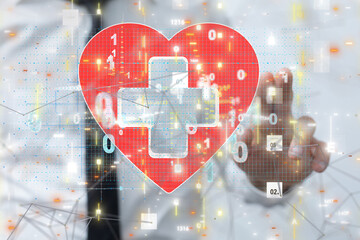 digital medical futuristic interface 3D rendering - connection