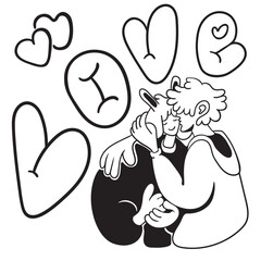 poster congratulations on valentine's day. Illustration with text. Vector objects for design and printing. Postcard for Valentine's day. linear design. 