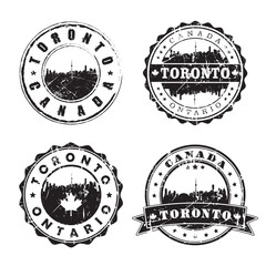 Toronto Ontario Stamp Skyline Postmark. Silhouette Postal Passport. City Round Vector Icon Set. Vintage Postage