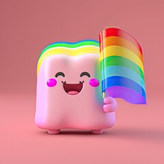 Cute happy rainbow LHBTI pride flag figure - generative AI