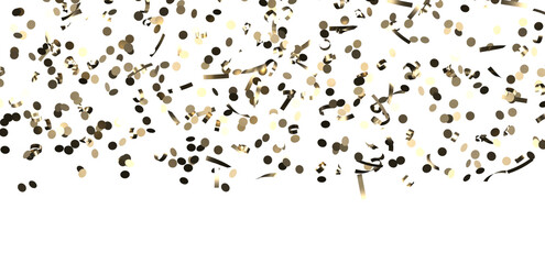 Glittering confetti on a transparent background. Holiday, birthday and Christmas decoration