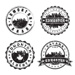 Edmonton Alberta Stamp Skyline Postmark. Silhouette Postal Passport. City Round Vector Icon Set. Vintage Postage