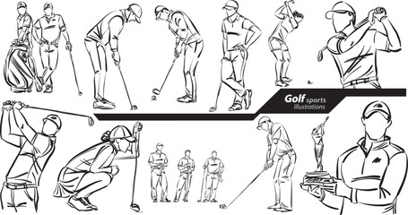 golf sports profession work doodle design drawing vector illustration